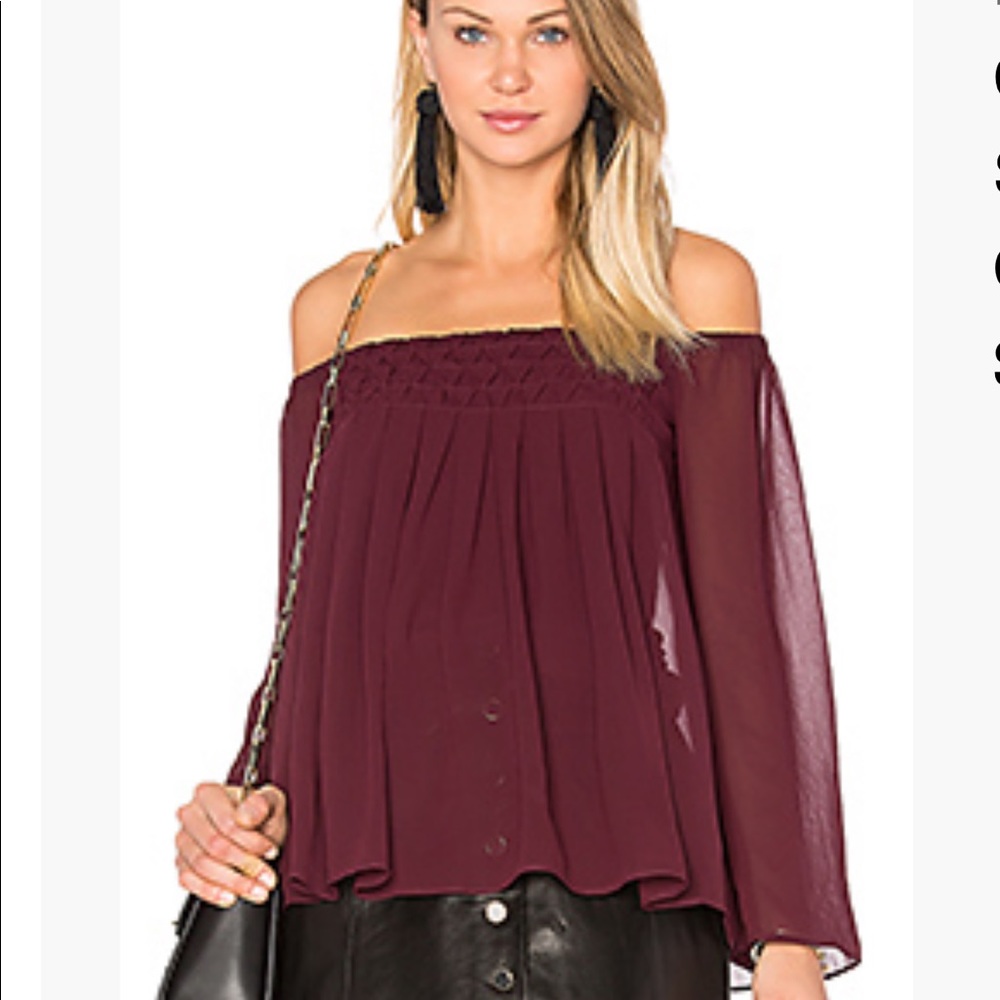 Bailey 44 Berry Smocked Off The Shoulder Top